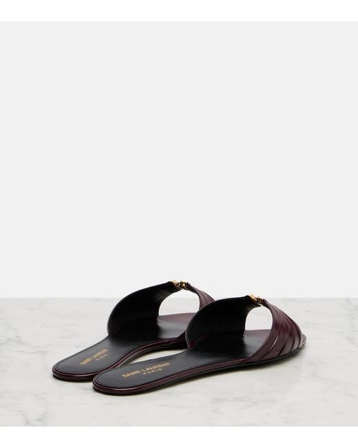 Saint Laurent Brown Babylone Leather Slides