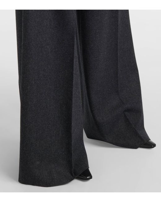 Max Mara Blue Arsenio High-rise Wool Felt Wide-leg Pants