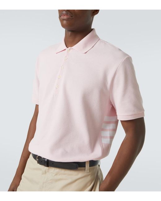 Thom Browne Pink 4-Bar Cotton Polo Shirt for men