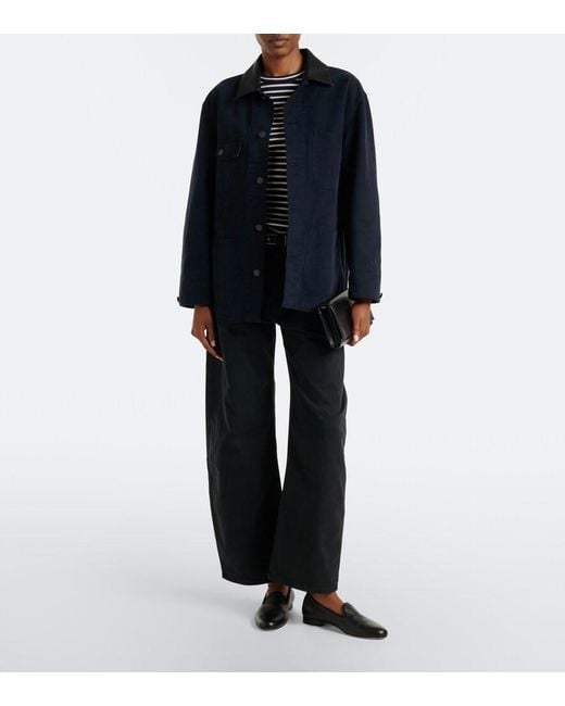 Nili Lotan Blue Tribeca Cotton Twill Barrel-Leg Pants