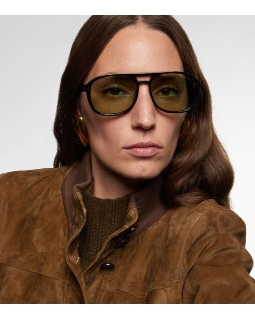 Tom Ford Brown Rosco Aviator Sunglasses
