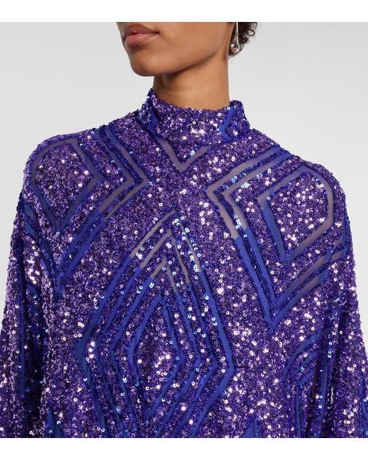 ‎Taller Marmo Purple Casta Diva Follies Sequined Tulle Kaftan