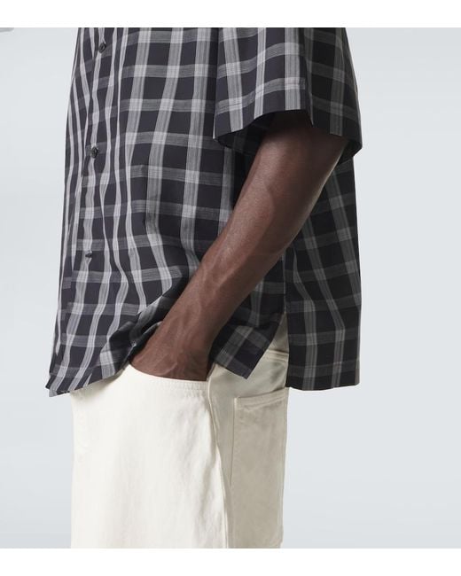 Studio Nicholson Black Kline Checked Cotton Bowling Shirt for men