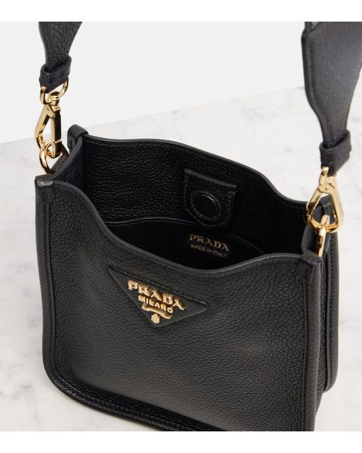 Prada Black Schultertasche Mini Aus Leder