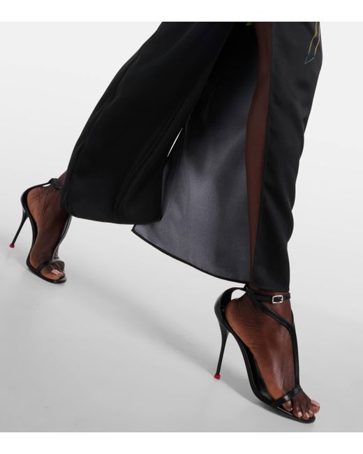 Robe Longue En Satin De Soie À Imprimé Fleuri Alexander McQueen en coloris Black