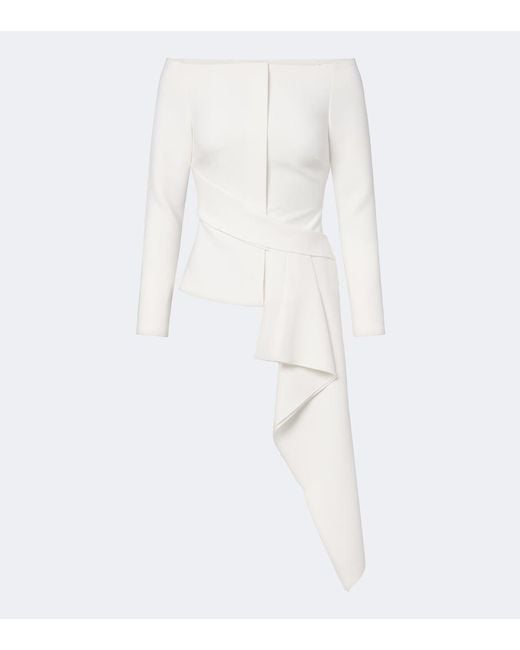Roland Mouret White Asymmetric Off-Shoulder Crepe Jacket