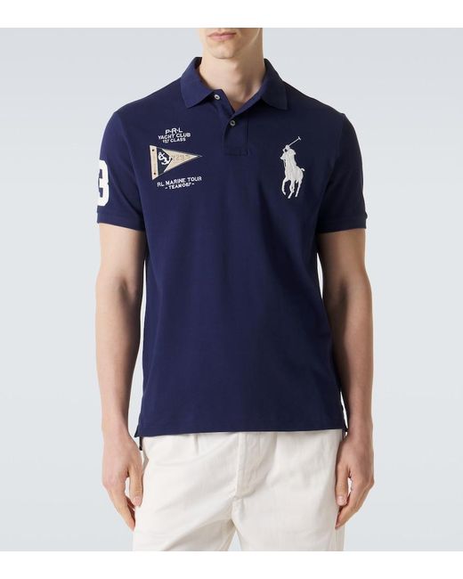 Polo Ralph Lauren Blue Embroidered Cotton Polo Shirt for men