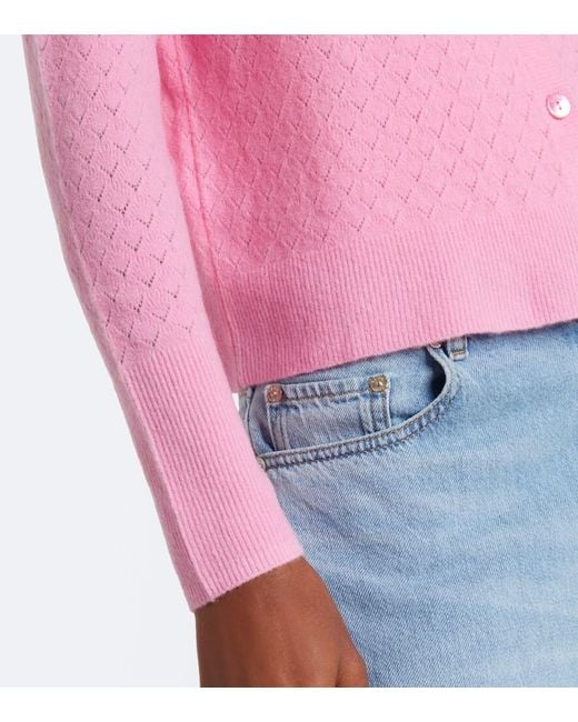 Eres Pink Sucrerie Pointelle Wool-Blend Cardigan