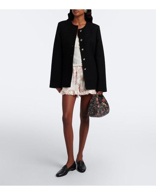 Ganni Black Mini Embellished Floral Top-Handle Bag