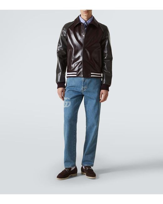 Gucci Black Leather Bomber Jacket for men