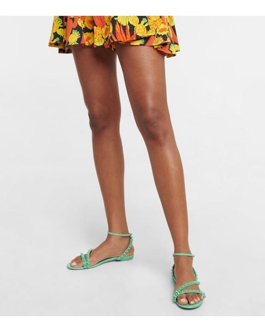 Christian Louboutin Green Mafaldina Spikes Leather Sandals