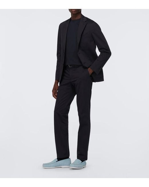 Manolo Blahnik Blue Monaco Suede Loafers for men