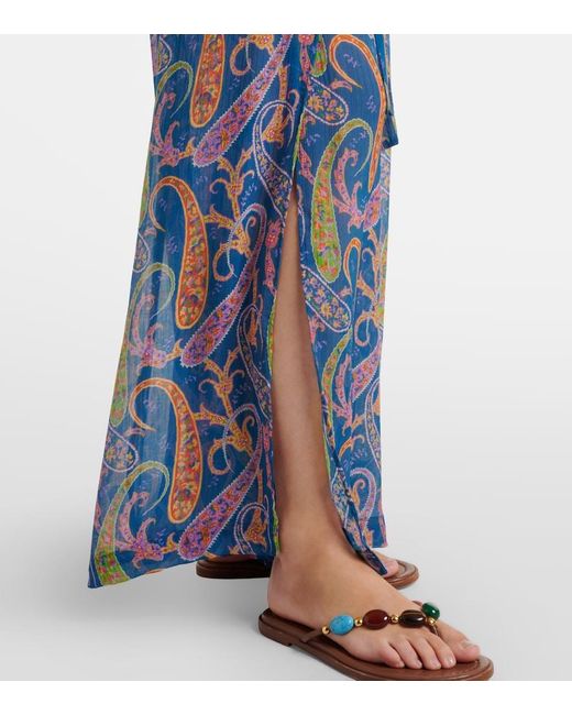 Etro Blue Paisley Wide-Leg Pants