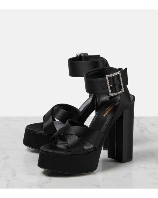 Saint Laurent Black Bianca 125 Satin Crepe Platform Sandals