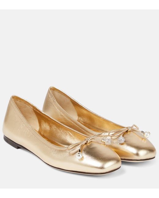 Jimmy Choo Natural Ballerinas Elme Aus Metallic-Leder