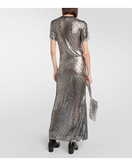 Rabanne Gray Metallic Knit Maxi Dress
