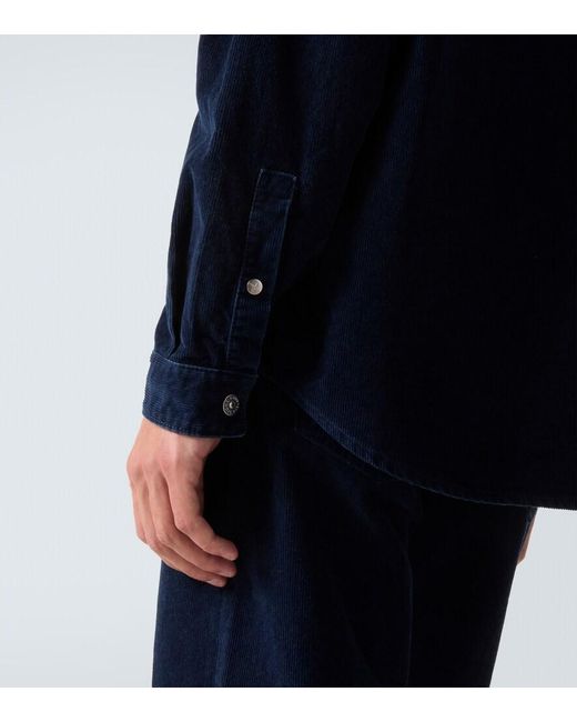 Stone Island Blue Compass Cotton-Blend Corduroy Overshirt for men
