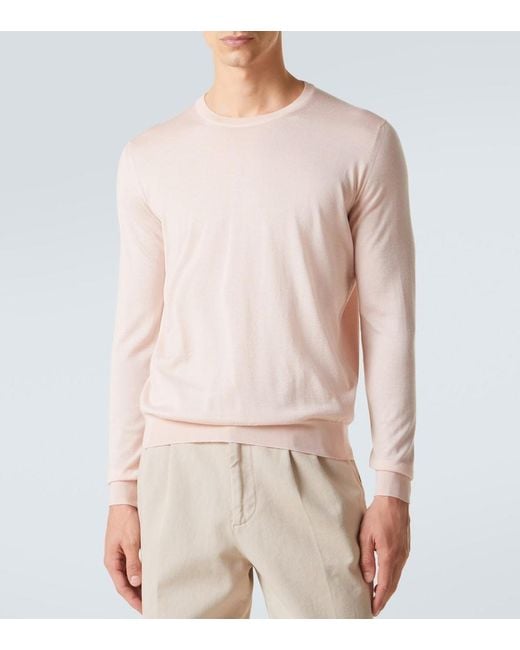 Fedeli Pink Cashmere And Silk Sweater for men