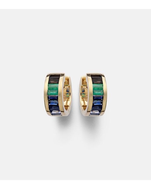 Sydney Evan White 14Kt Hoop Earrings With Gemstones