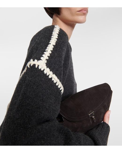 Totême  Black Embroidered Wool And Cashmere Sweater
