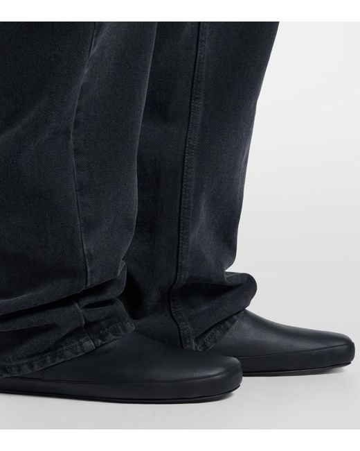 The Row Black Toni Shearling-Lined Leather Ankle Boots