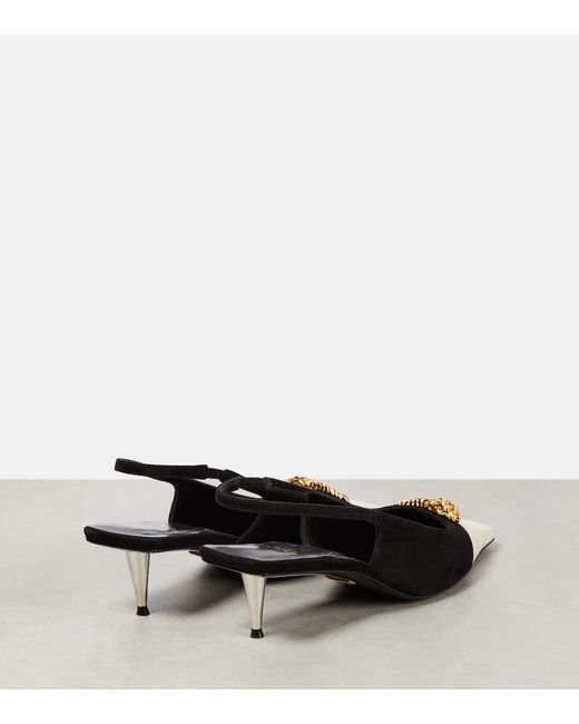 Gucci Tiger Head Slingback Pumps Women's Suede/leather in Black Lyst