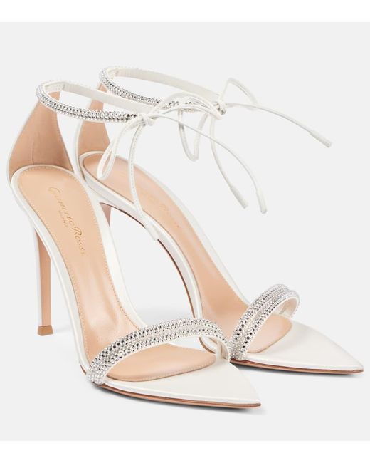 Gianvito Rossi White Bridal Montecarlo 105 Embellished Sandals