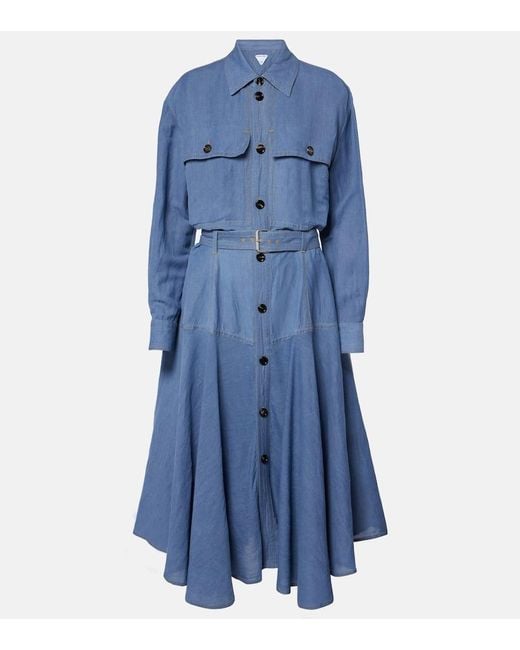 Bottega Veneta Blue Hemdblusenkleid