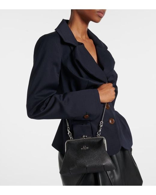 Vivienne Westwood Black Granny Frame Leather Tote Bag