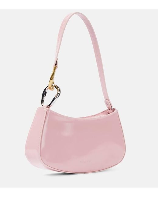 Staud Pink Ollie Leather Shoulder Bag
