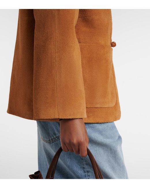 Rohe Brown Leather-Trimmed Suede Jacket