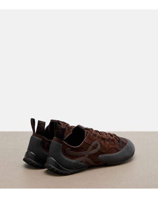 Loewe Brown Grip Anagram Suede Sneakers