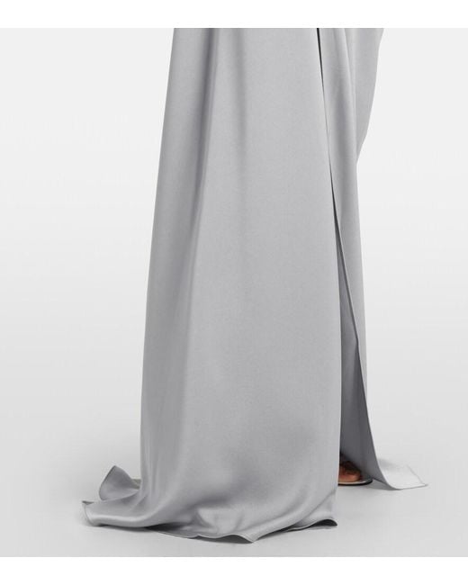 Alex Perry White Draped Satin Crepe Bustier Gown