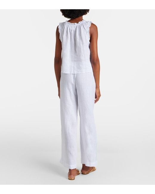 Velvet White Stephanie Linen Wide-Leg Pants