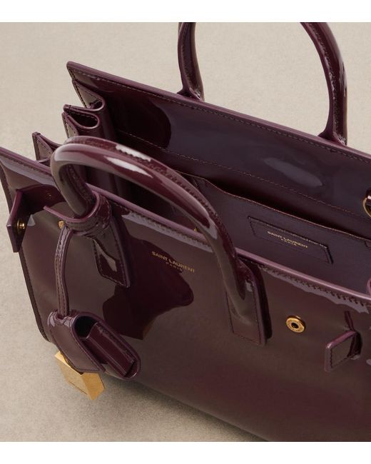 Saint Laurent Purple Sac De Jour Nano Patent Leather Tote Bag
