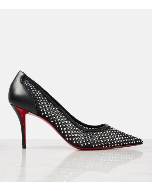Christian Louboutin Black Apostropha 80 Embellished Mesh Pumps