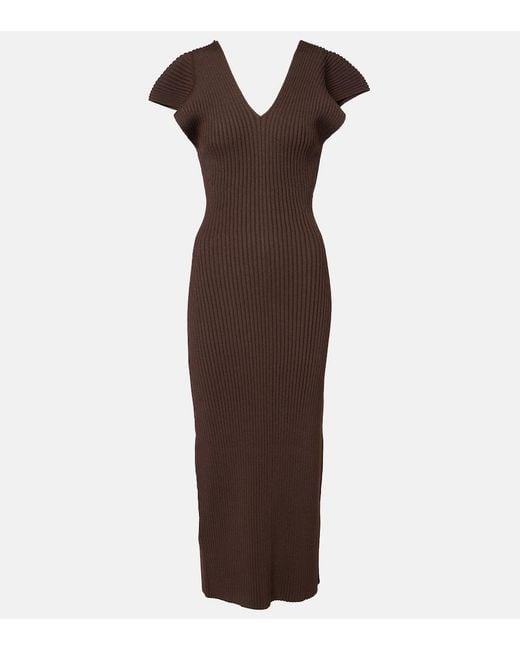 Altuzarra Brown Ribbed-Knit Maxi Dress