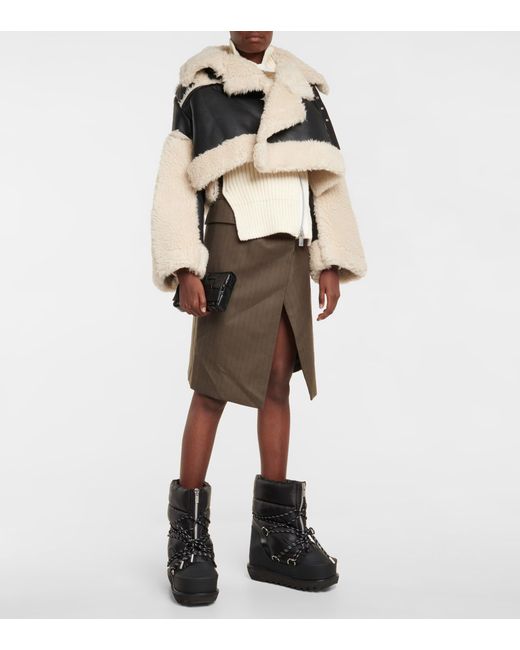 ジャケット・アウター sacai 22AW Faux shearling cropped jacket Sacai Faux Shearling Cropped Jacket in Natural | Lyst