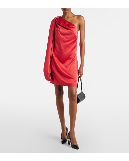 Stella McCartney Red One-Shoulder Satin Minidress
