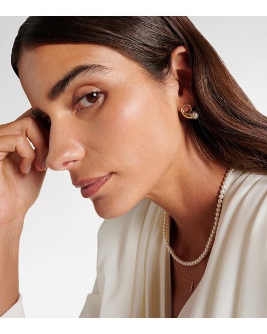 Mateo Metallic 14Kt Earrings With Diamonds And Pearls