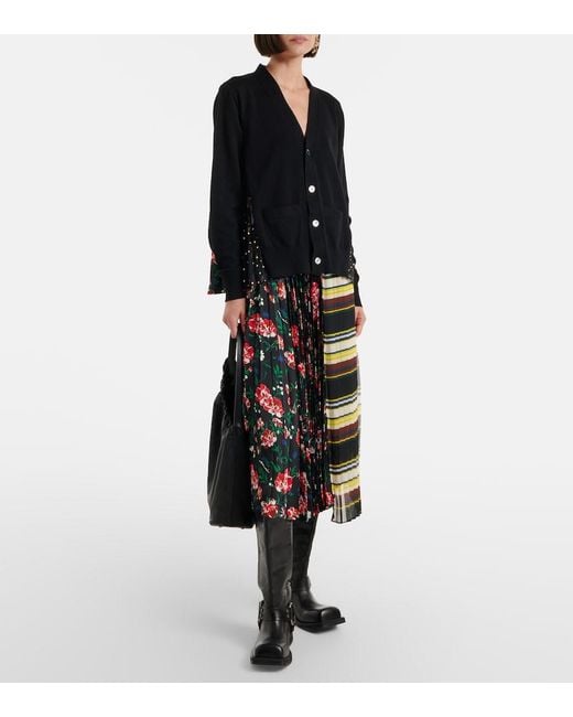 Sacai Black Printed Cotton Cardigan