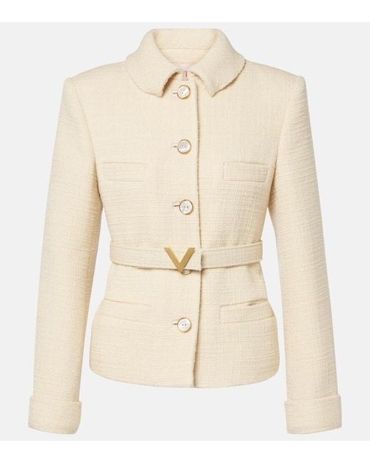 Valentino Natural Wool-Blend Tweed Jacket