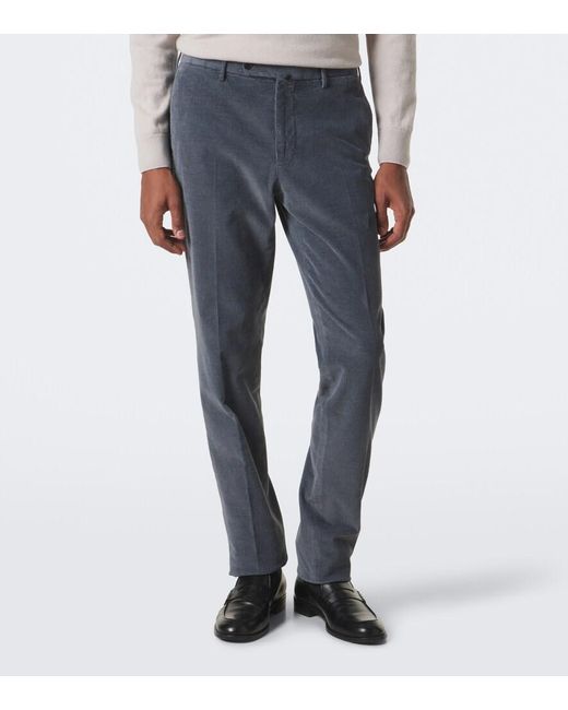 Slowear Blue Cotton And Cashmere Corduroy Slim Pants for men