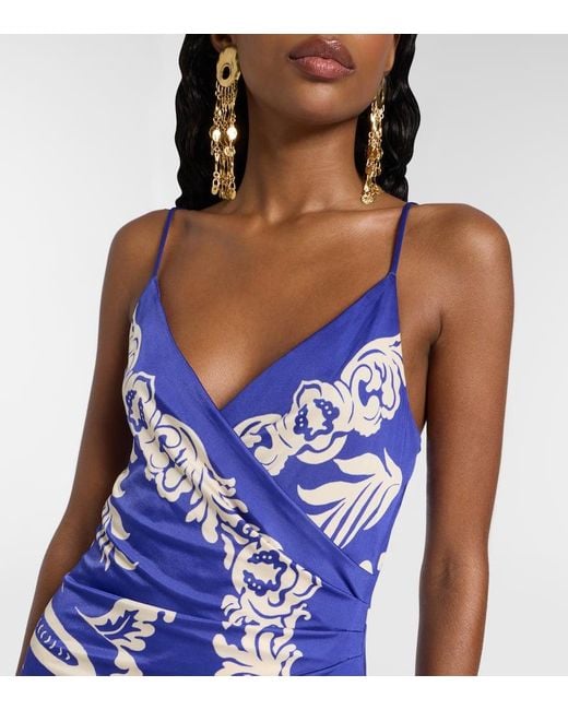 Etro Blue Bedrucktes Maxikleid