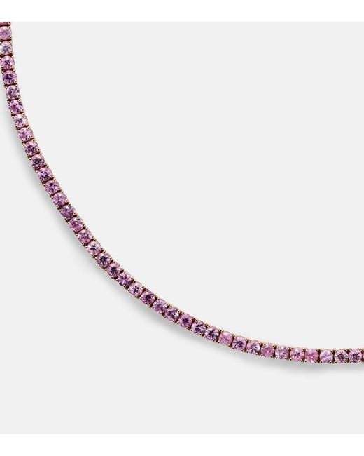 Roxanne First Metallic 14Kt Rose Tennis Necklace With Sapphires