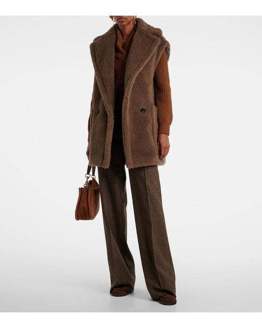 Max Mara Brown Alpaca, Wool, And Silk Teddy Vest