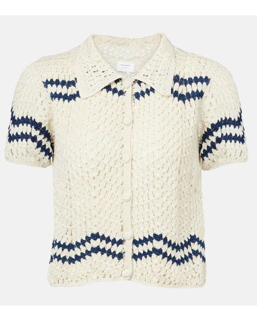 Camisa Nautical En Croche De Algodon Anna Kosturova de color Metallic