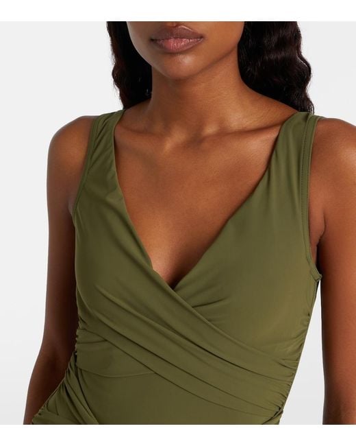 Karla Colletto Green Draped Swimsuit