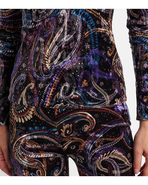 Etro Blue Paisley Velvet Top
