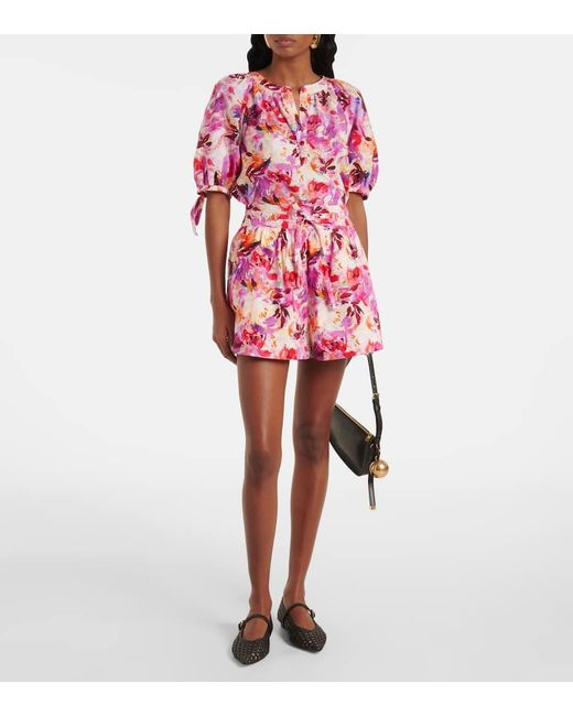 Short Rowan En Coton A Fleurs Ulla Johnson en coloris Pink
